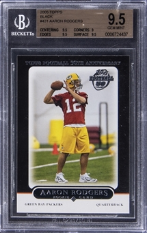 2005 Topps Black #431 Aaron Rodgers Rookie Card - BGS GEM MINT 9.5
